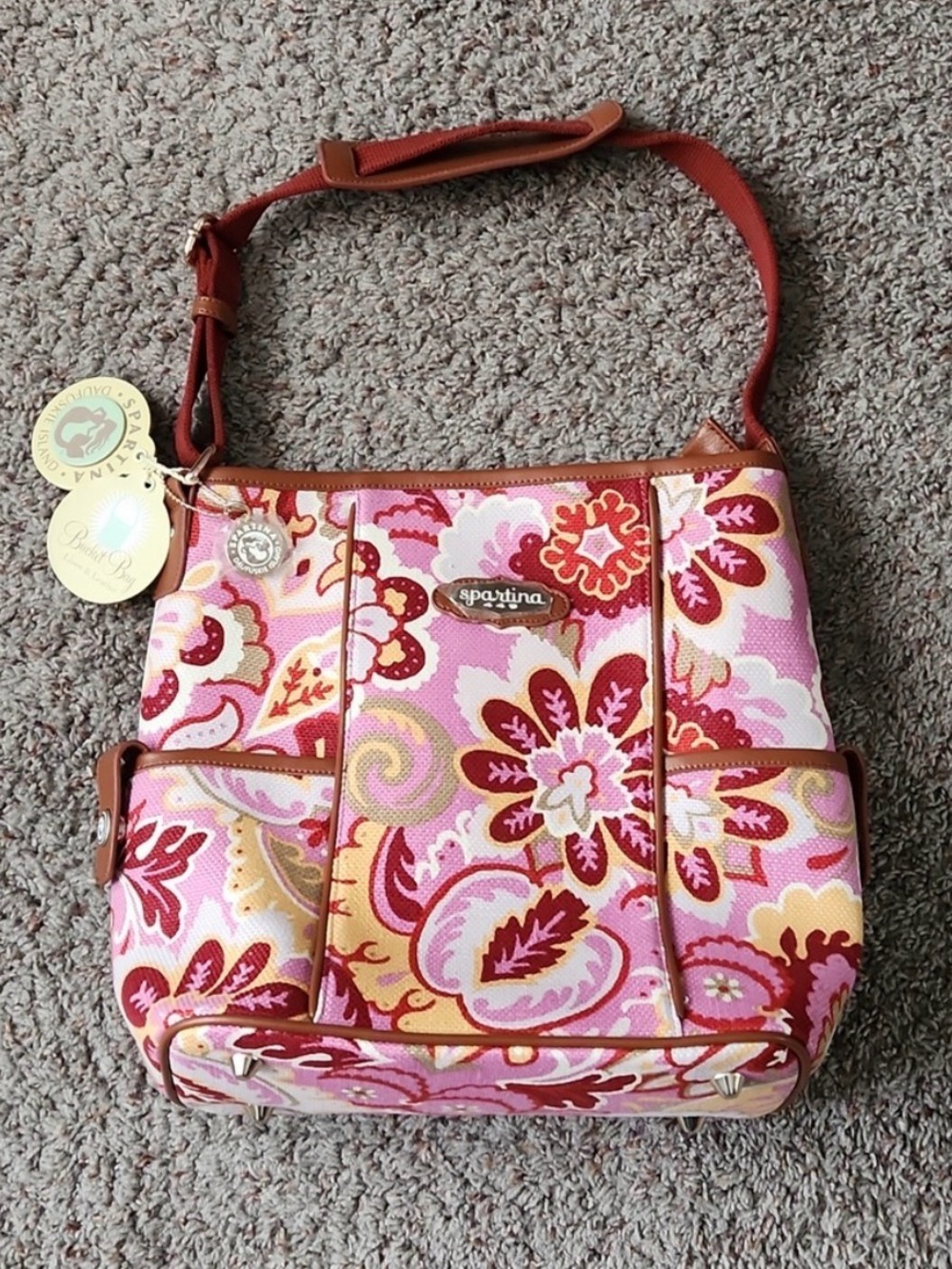 Spartina 449 Benjie’s Point Linen & Leather Bucket Bag NWT (Retired Style!)